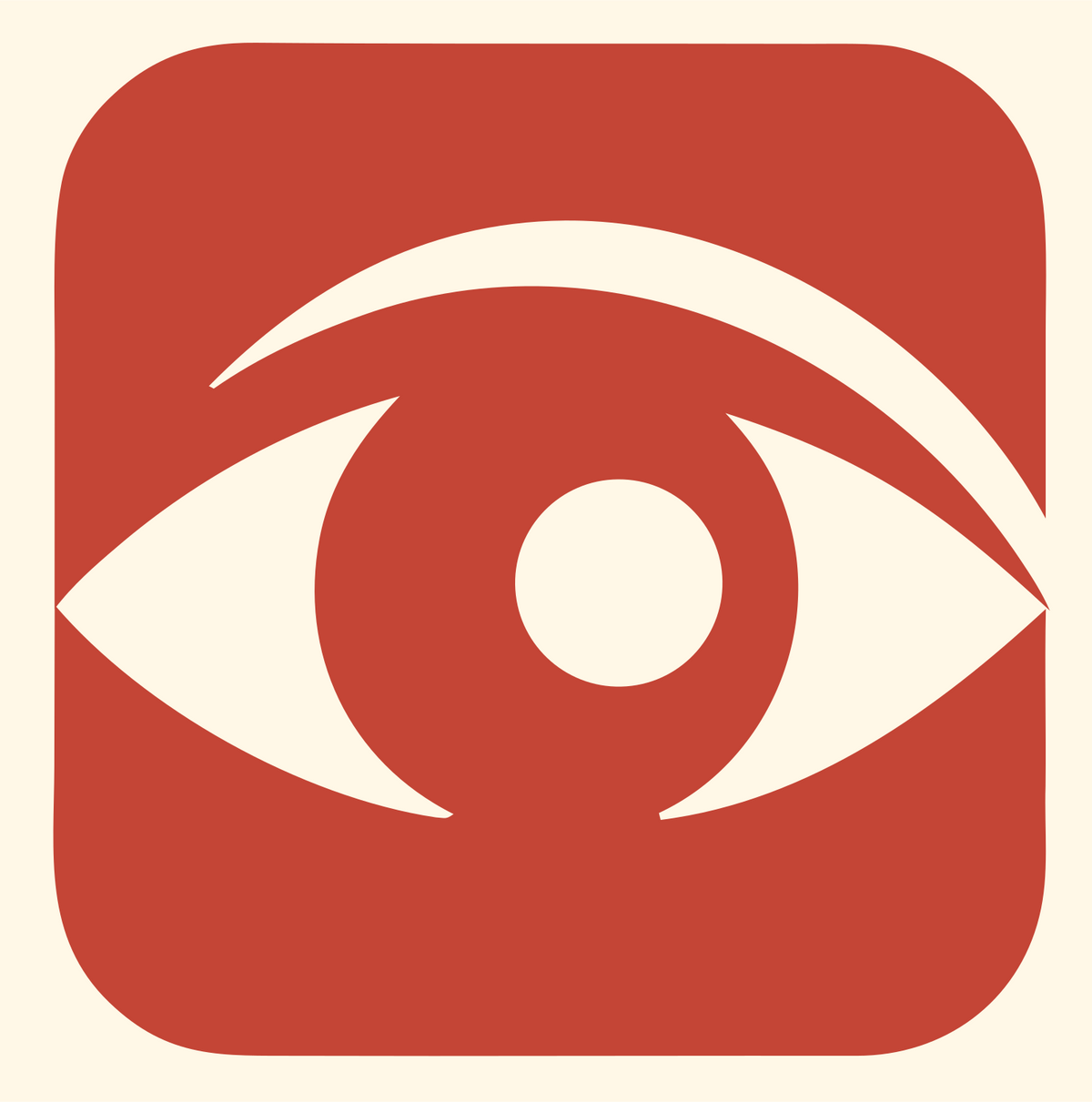 Negative Space Eye Rounded Badge #fff8e7/#c44536