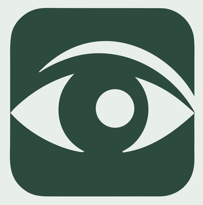 Negative Space Eye Rounded Badge #e8efe9/#2d4a3e