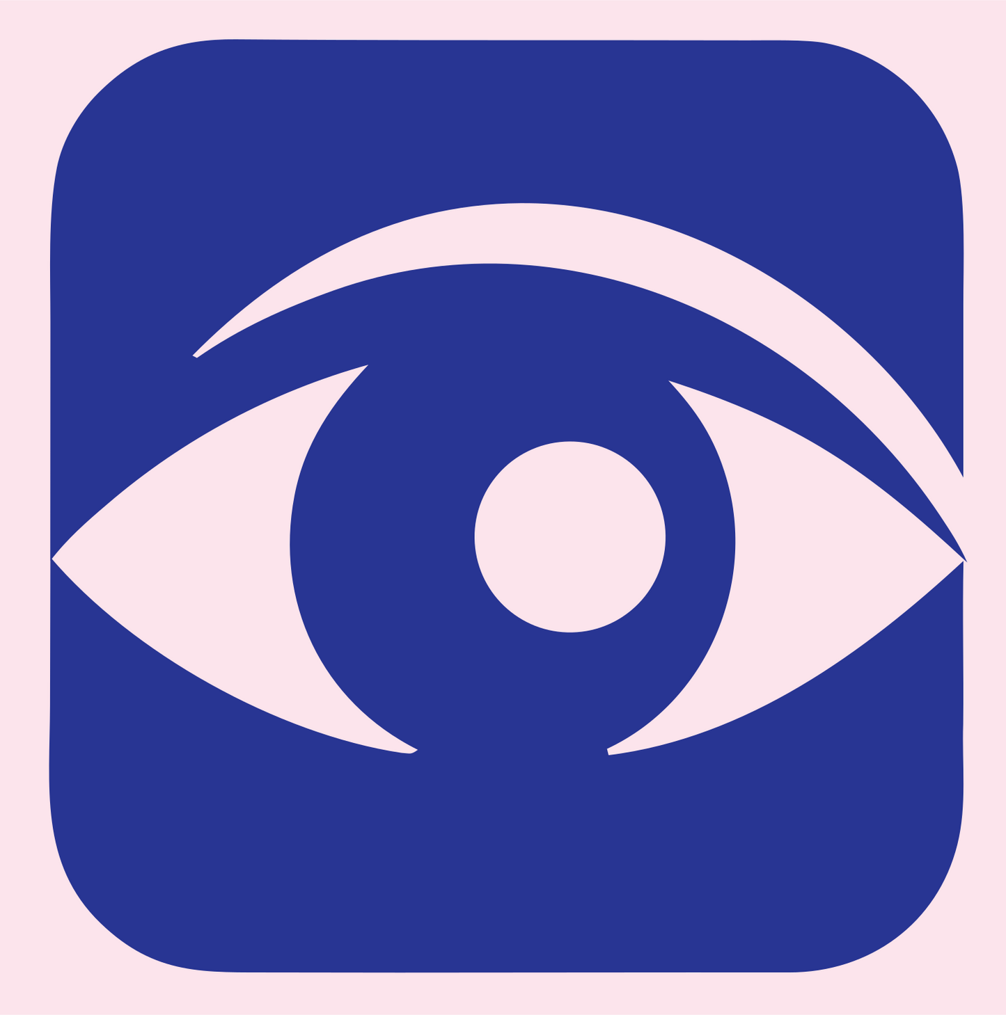 Negative Space Eye Rounded Badge #fce4ec/#283593
