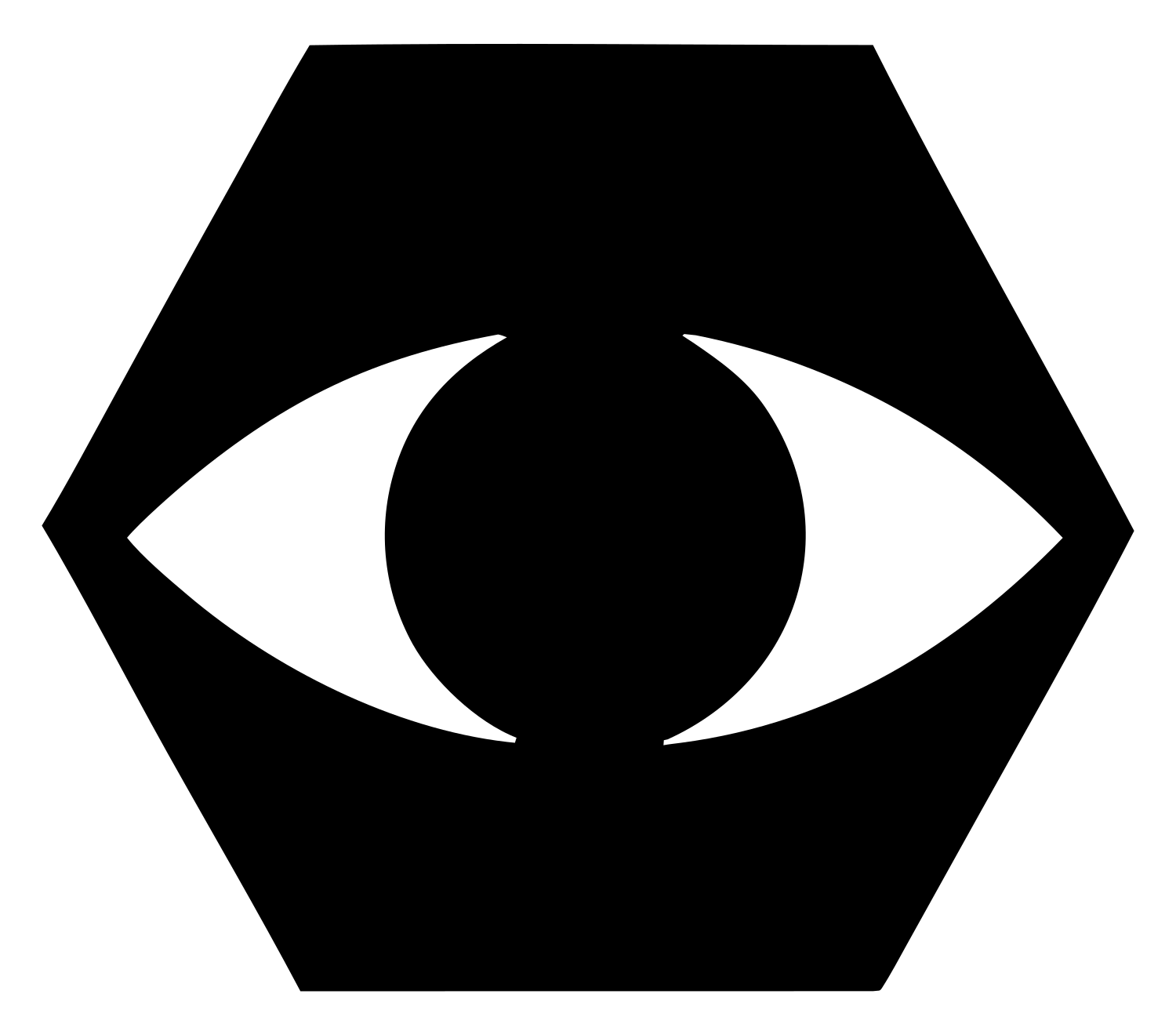 Hexagon Eye Negative Space Mark #ffffff/#000000