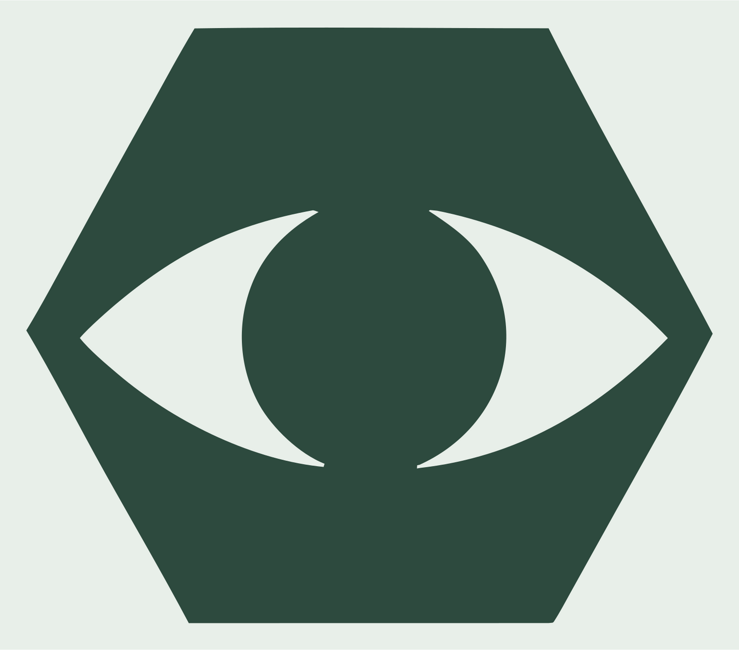 Hexagon Eye Negative Space Mark #e8efe9/#2d4a3e