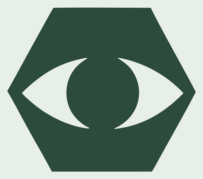 Hexagon Eye Negative Space Mark #e8efe9/#2d4a3e