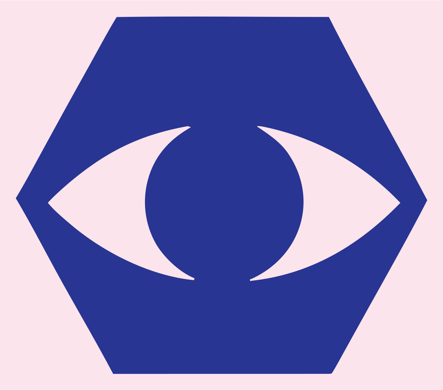 Hexagon Eye Negative Space Mark #fce4ec/#283593