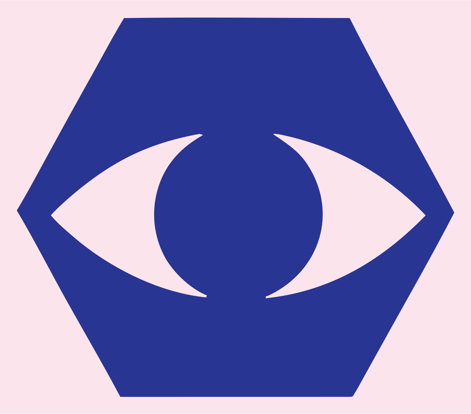 Hexagon Eye Negative Space Mark #fce4ec/#283593