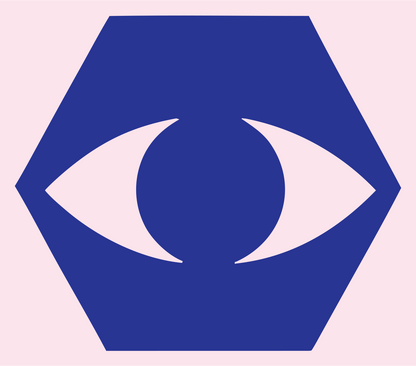 Hexagon Eye Negative Space Mark #fce4ec/#283593