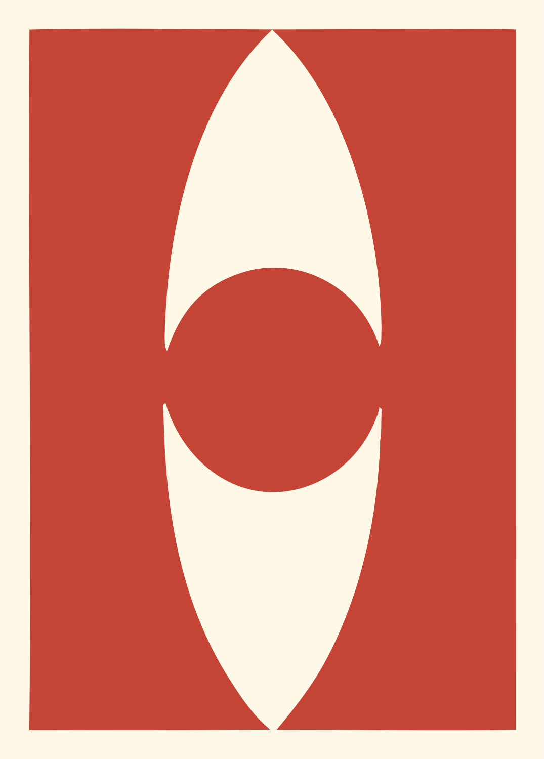 Negative Space Oval Eye Icon #fff8e7/#c44536