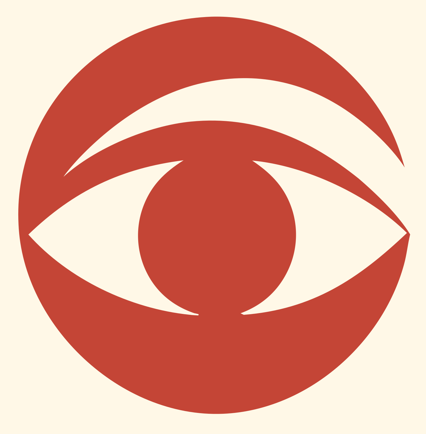 Negative Space Eye Crest #fff8e7/#c44536