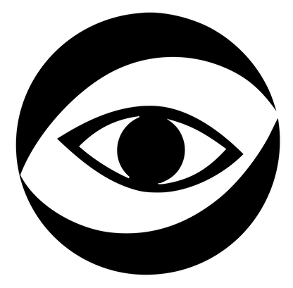 Negative Space Eye Sphere Logo #ffffff/#000000