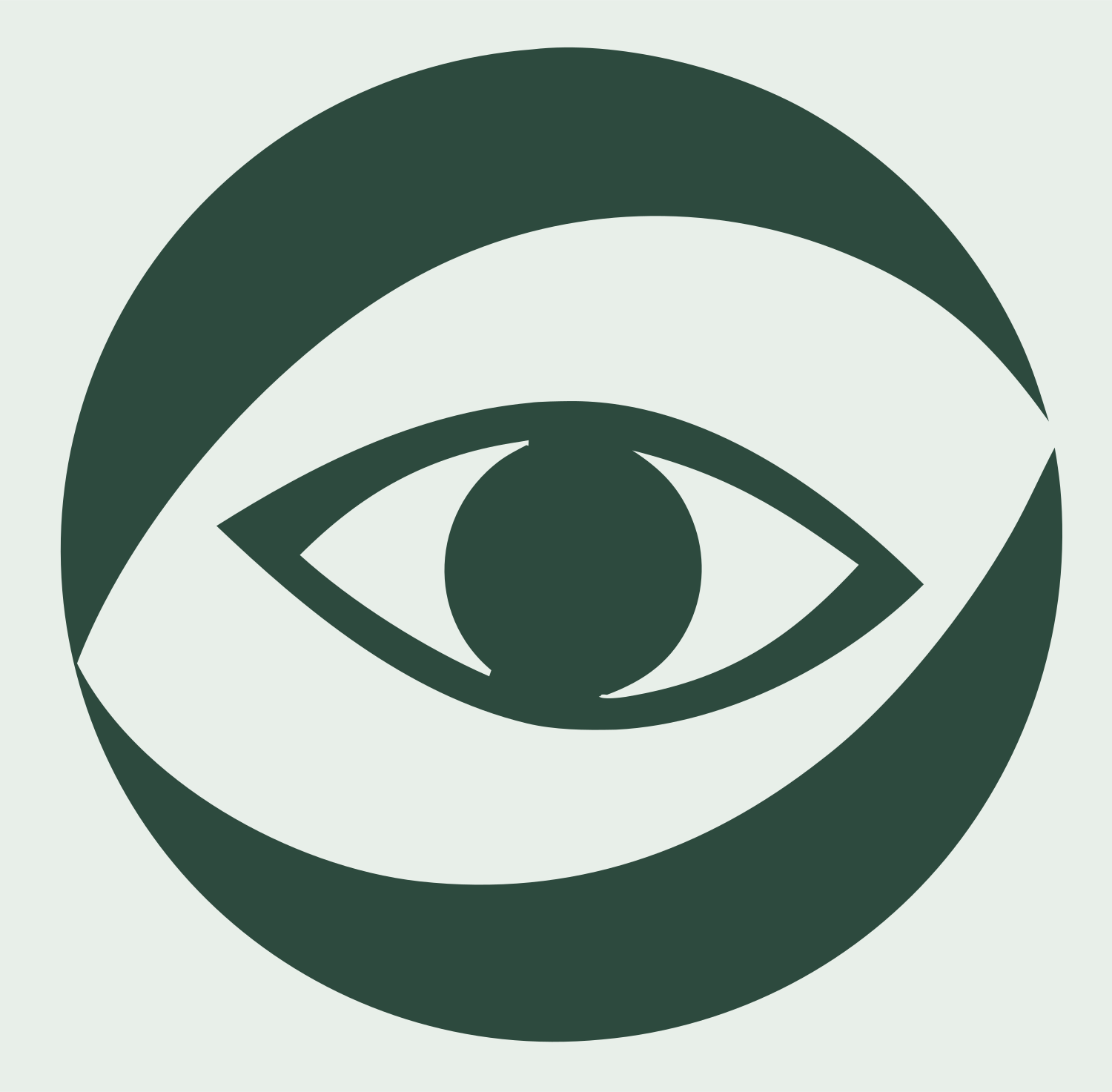 Negative Space Eye Sphere Logo #e8efe9/#2d4a3e