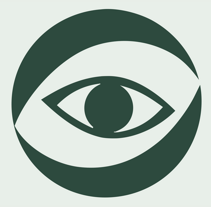 Negative Space Eye Sphere Logo #e8efe9/#2d4a3e
