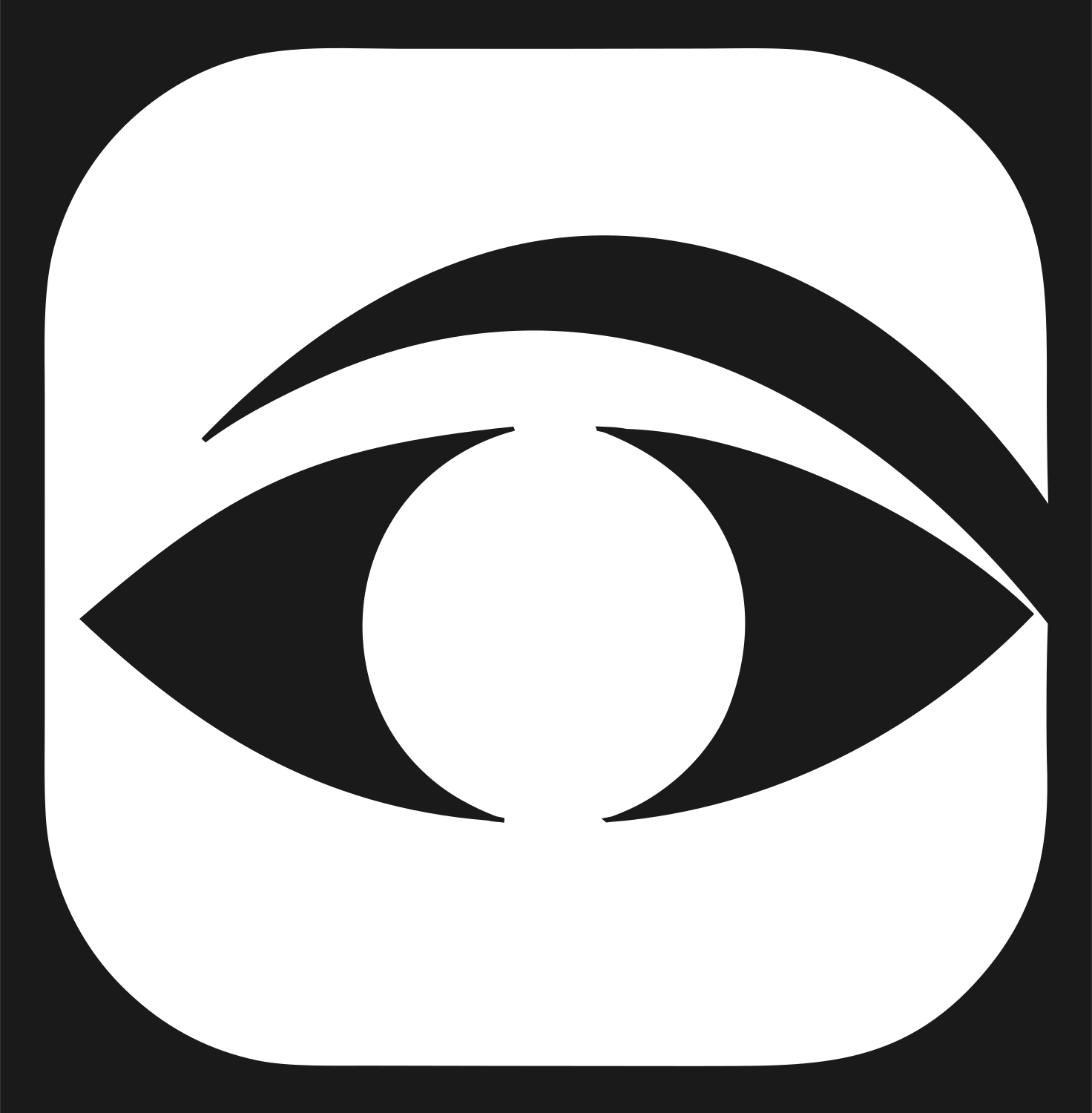 Negative Space Eye Square Badge #1a1a1a/#ffffff