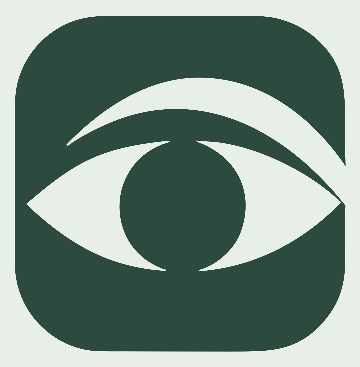 Negative Space Eye Square Badge #e8efe9/#2d4a3e