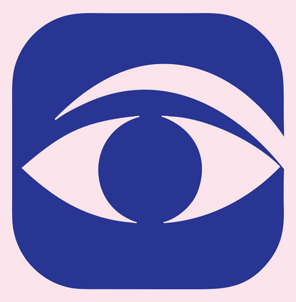 Negative Space Eye Square Badge #fce4ec/#283593