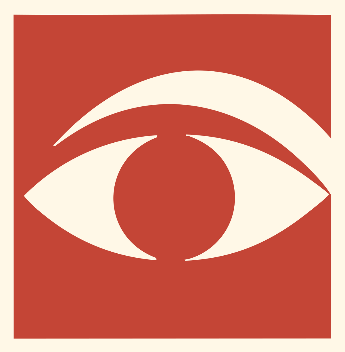 Negative Space Eye Block Mark #fff8e7/#c44536