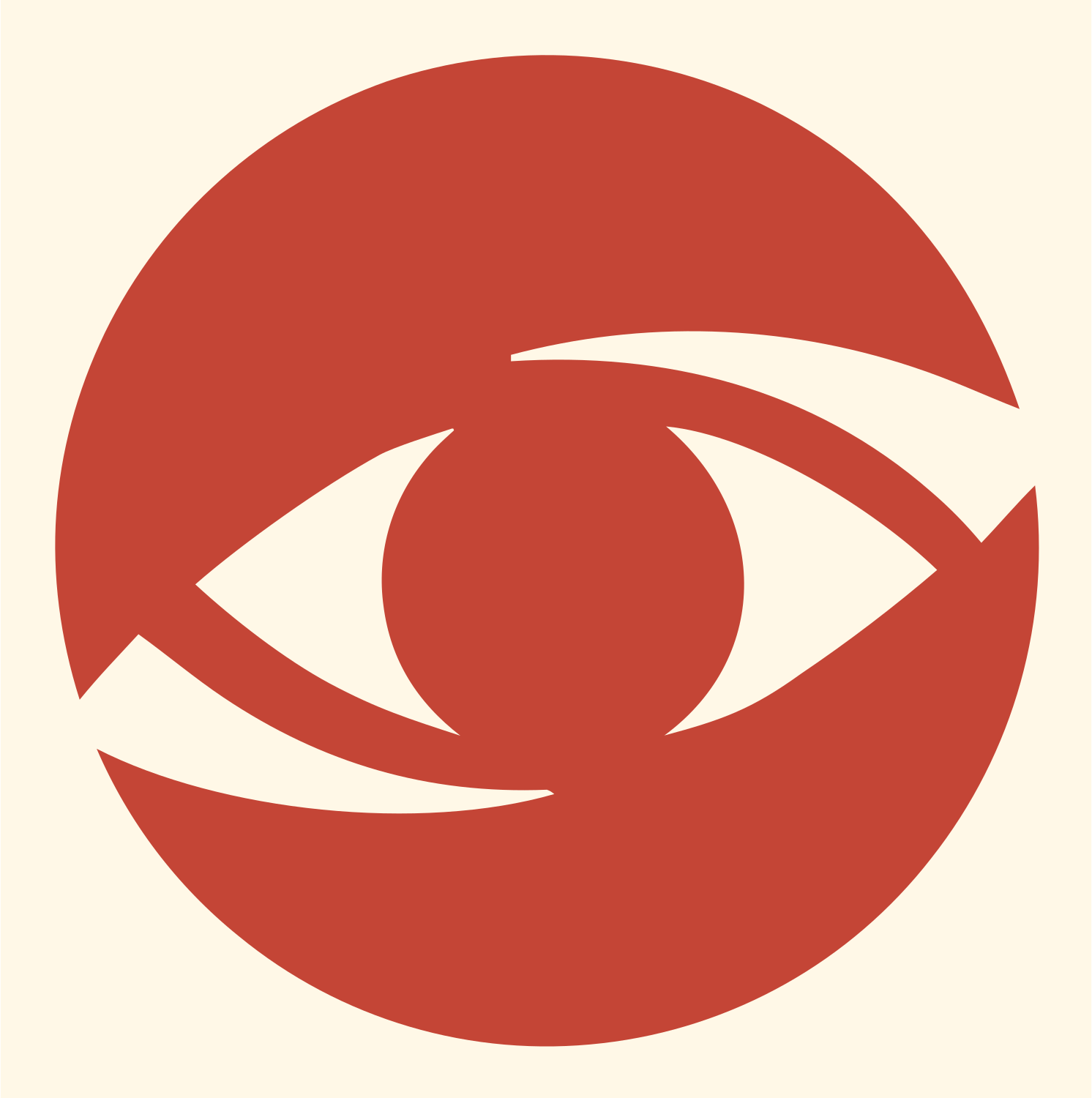 Negative Space Eye Circle Logo #fff8e7/#c44536