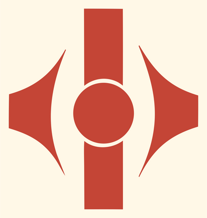 Heavy Cross Eye Emblem #fff8e7/#c44536