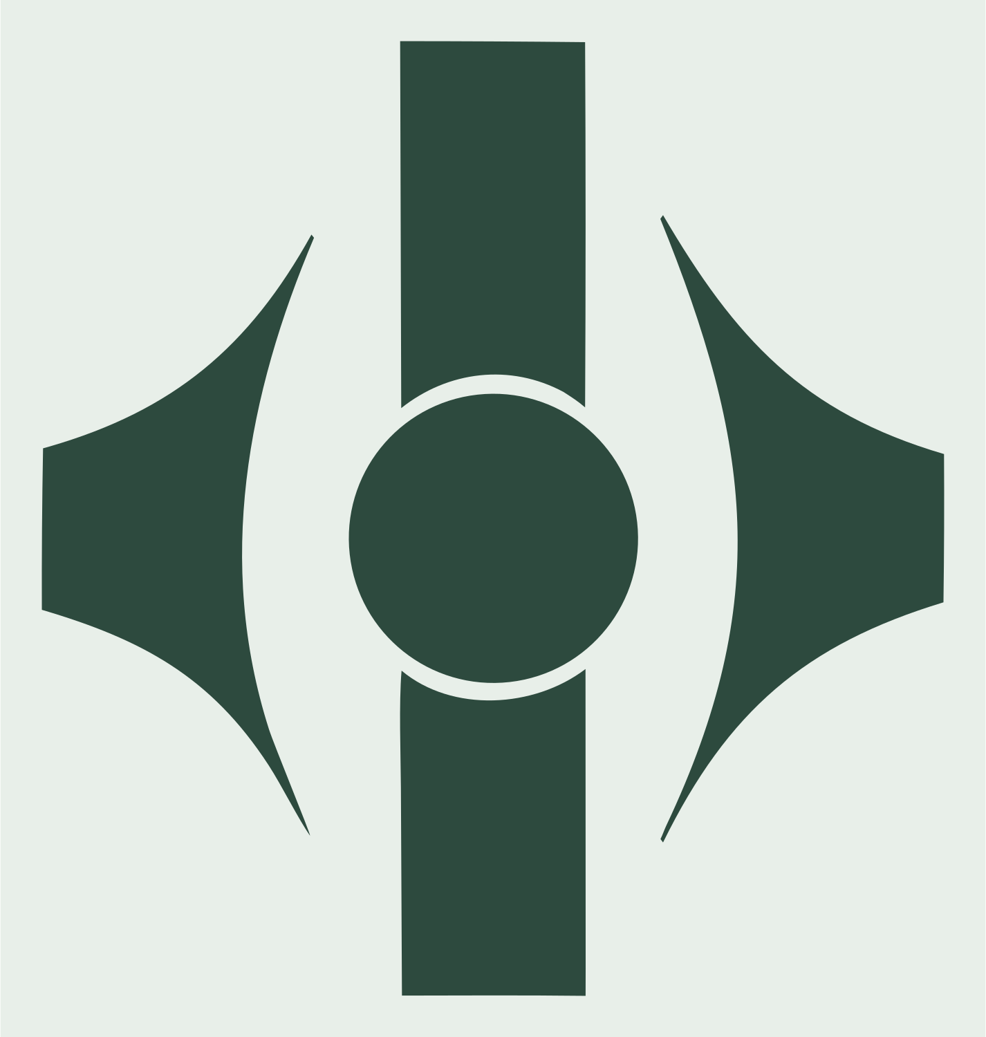 Heavy Cross Eye Emblem #e8efe9/#2d4a3e