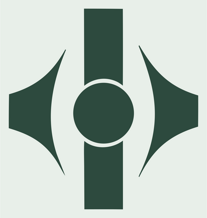 Heavy Cross Eye Emblem #e8efe9/#2d4a3e