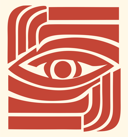 Bold Striped Eye Emblem #fff8e7/#c44536