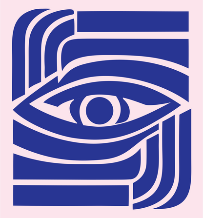 Bold Striped Eye Emblem #fce4ec/#283593