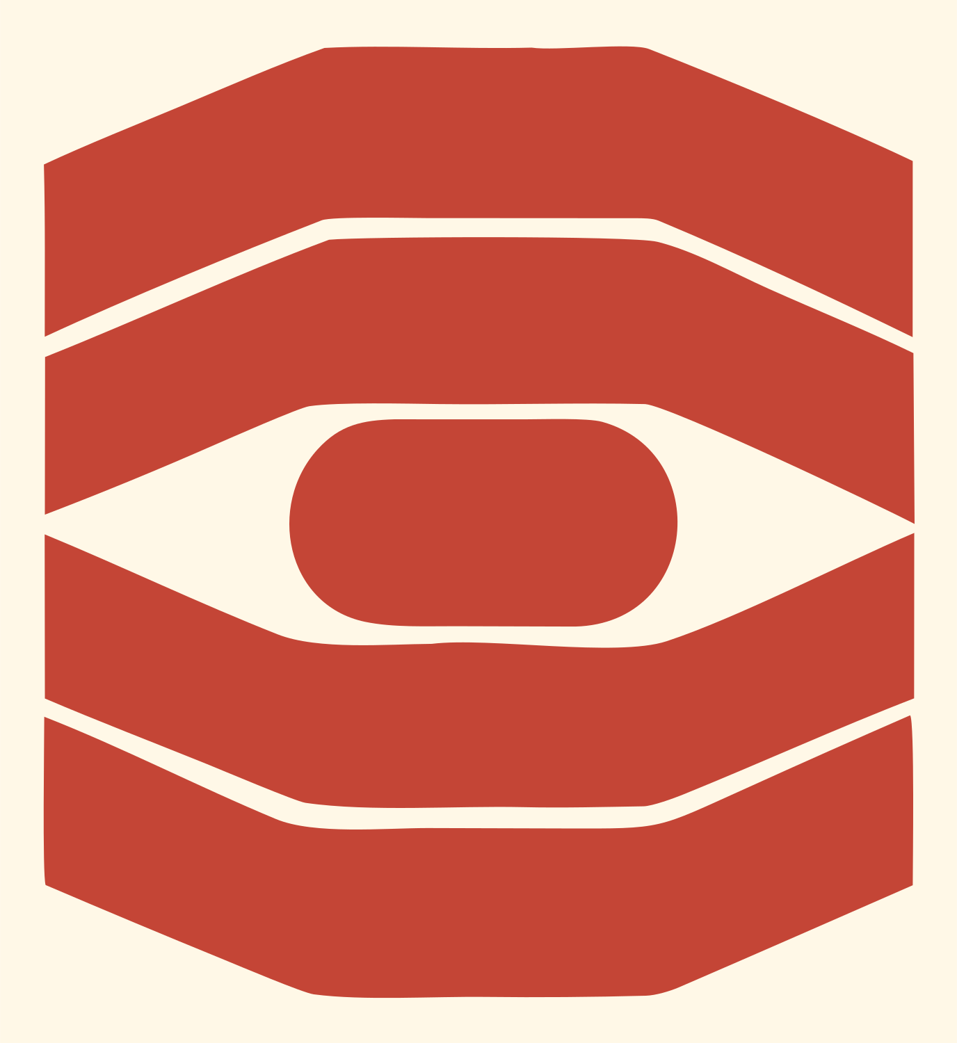 Heavy Octagon Eye Badge #fff8e7/#c44536