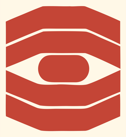 Heavy Octagon Eye Badge #fff8e7/#c44536
