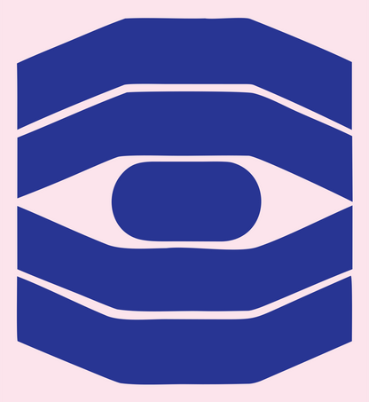 Heavy Octagon Eye Badge #fce4ec/#283593