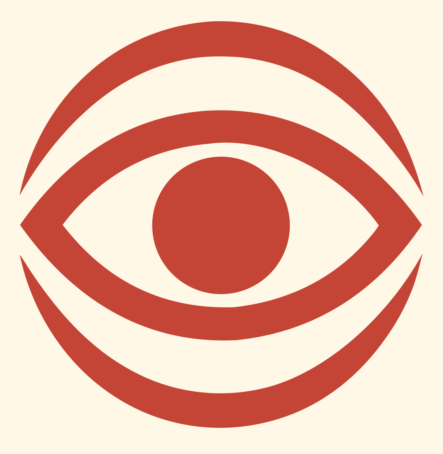 Bold Eye Globe Mark #fff8e7/#c44536