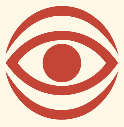 Bold Eye Globe Mark #fff8e7/#c44536