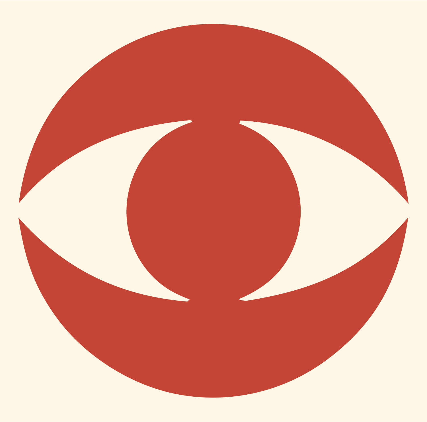 Blocky Eye Circle Logo #fff8e7/#c44536