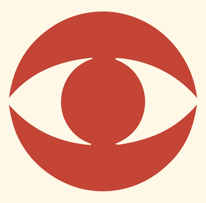 Blocky Eye Circle Logo #fff8e7/#c44536