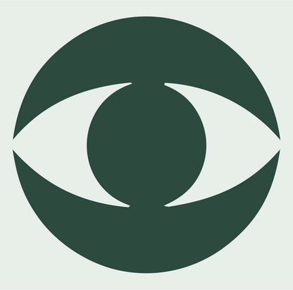 Blocky Eye Circle Logo #e8efe9/#2d4a3e