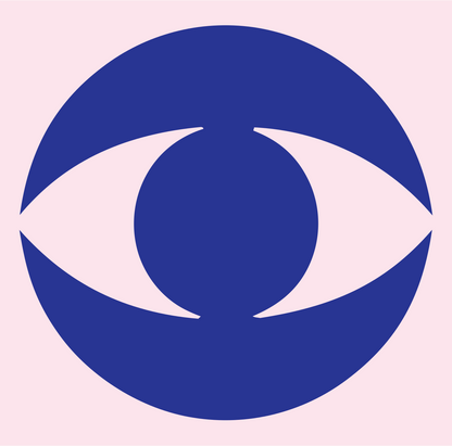 Blocky Eye Circle Logo #fce4ec/#283593