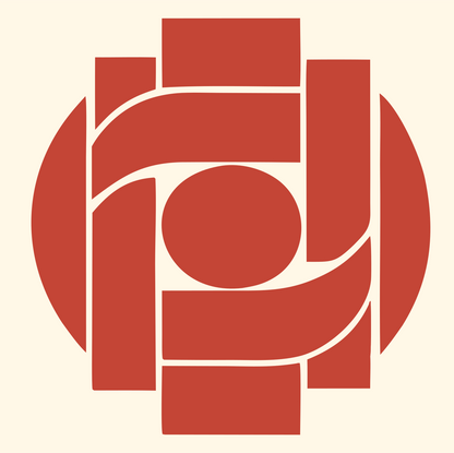Chunky Circle Panel Eye Mark #fff8e7/#c44536