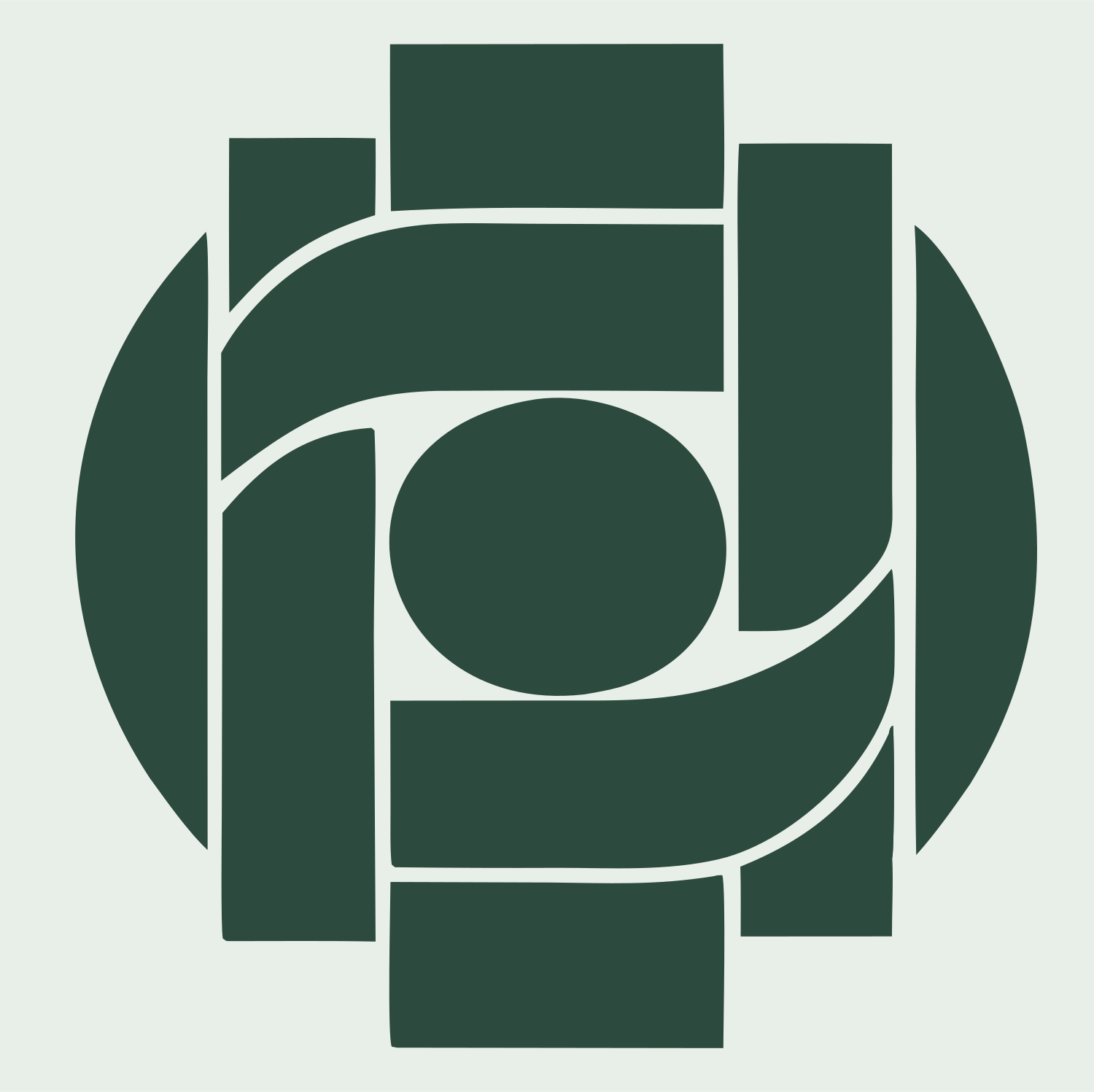 Chunky Circle Panel Eye Mark #e8efe9/#2d4a3e