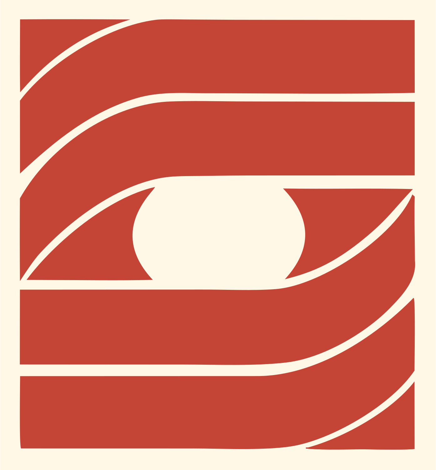 Blocky Horizontal Eye Mark #fff8e7/#c44536