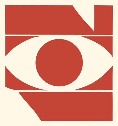 Chunky Banded Eye Logo #fff8e7/#c44536