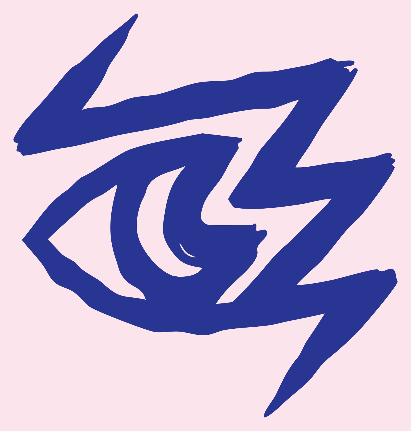 Hand-Drawn Lightning Eye Mark #fce4ec/#283593