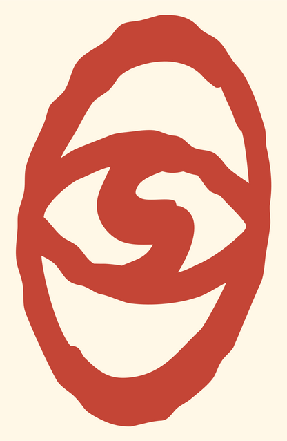 Hand-Drawn Swirl Eye Logo #fff8e7/#c44536