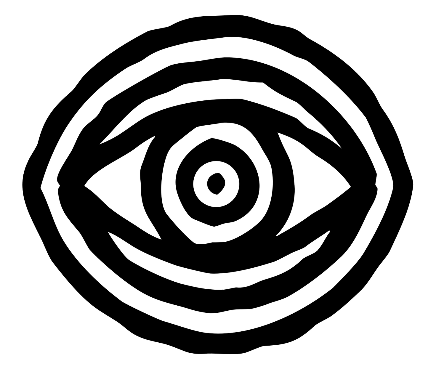 Hand-Drawn Eye Oval Badge #ffffff/#000000