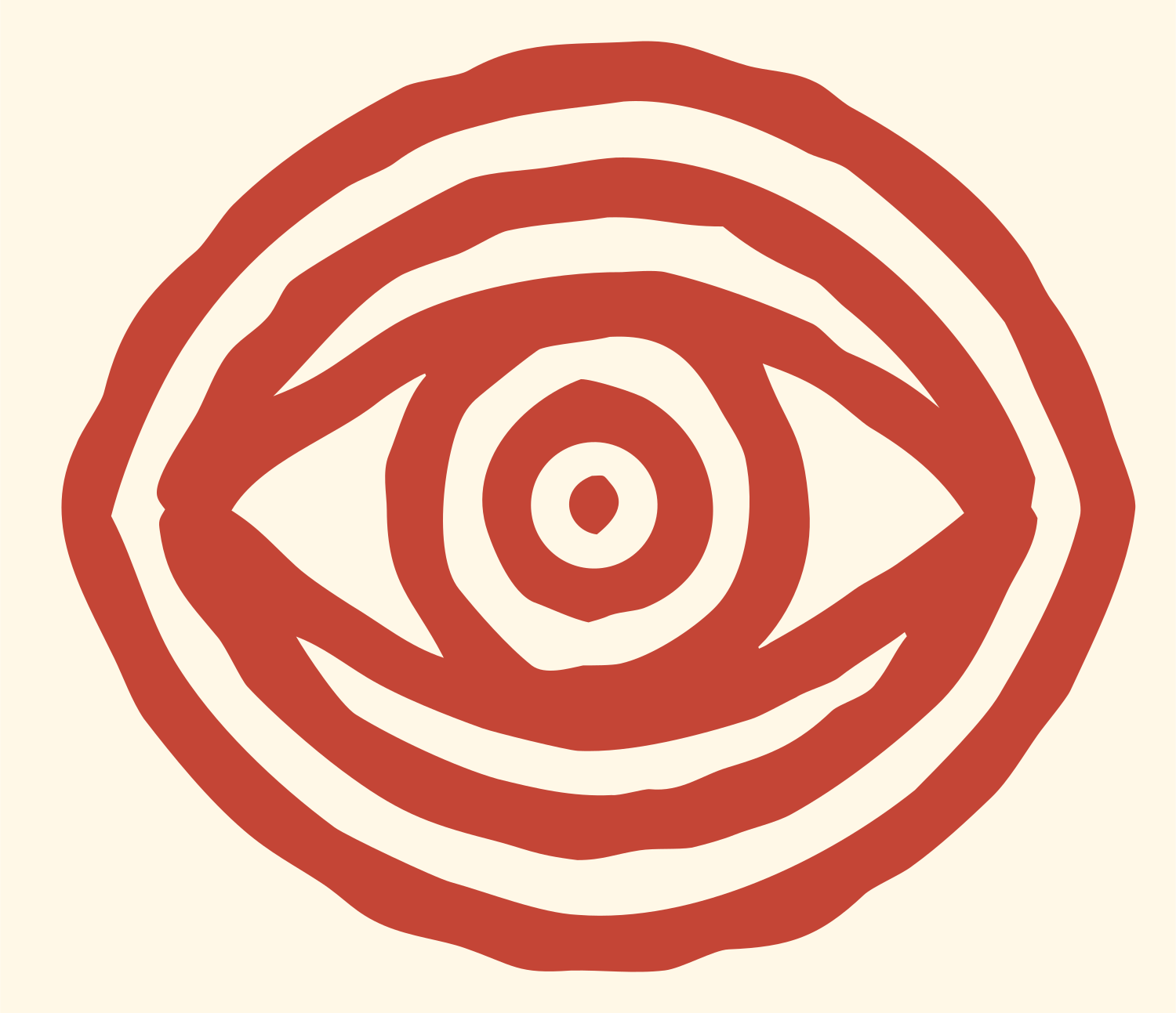 Hand-Drawn Eye Oval Badge #fff8e7/#c44536