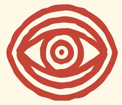 Hand-Drawn Eye Oval Badge #fff8e7/#c44536