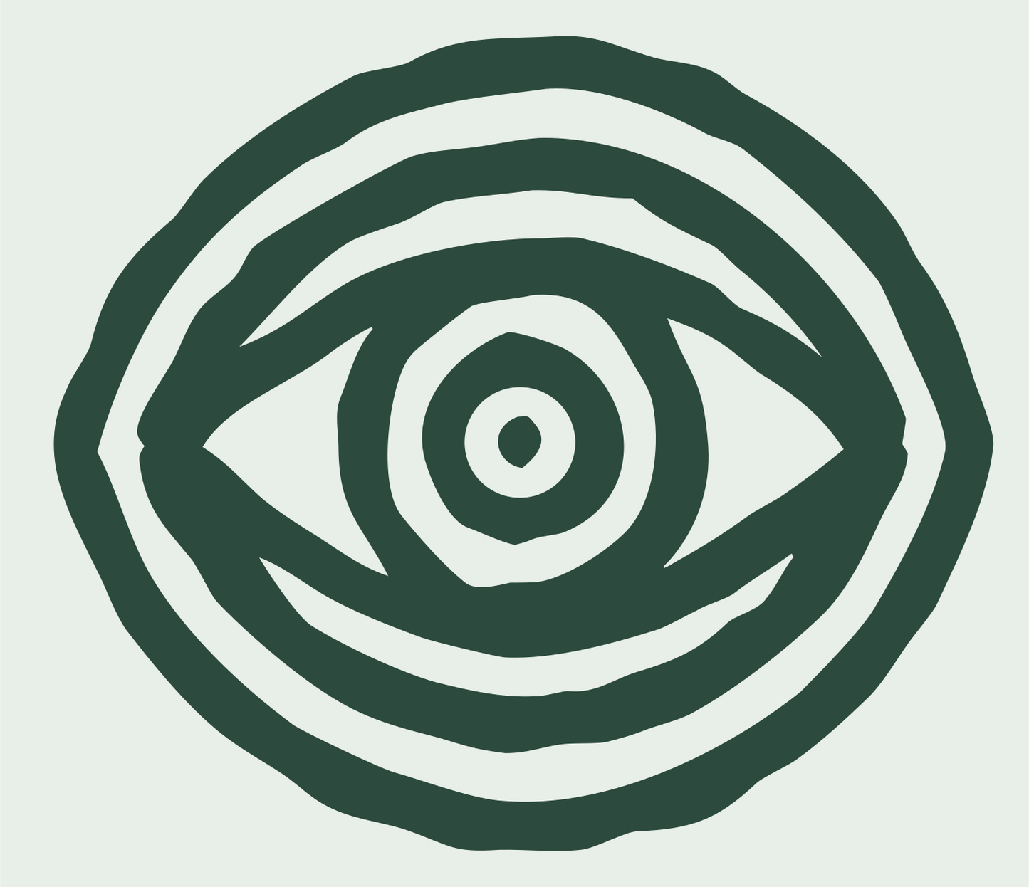 Hand-Drawn Eye Oval Badge #e8efe9/#2d4a3e