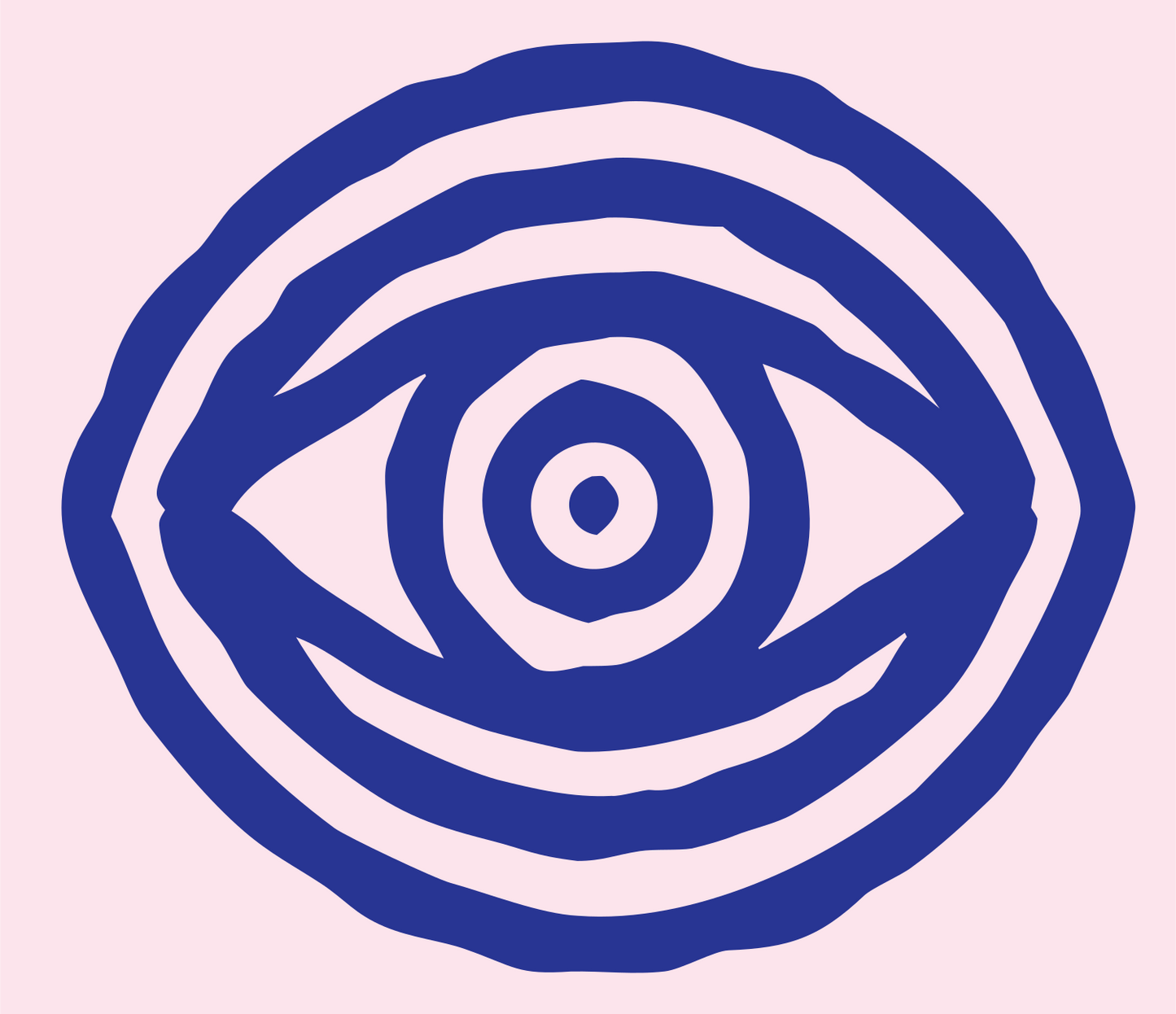 Hand-Drawn Eye Oval Badge #fce4ec/#283593