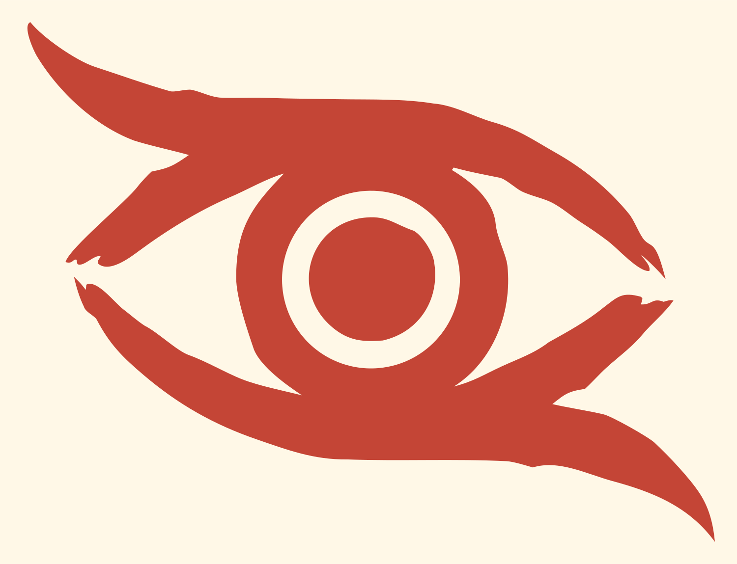 Hand-Drawn Claw Eye Mark #fff8e7/#c44536