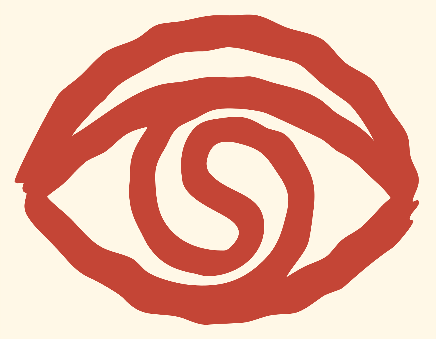 Hand-Drawn Eye Spiral Logo #fff8e7/#c44536