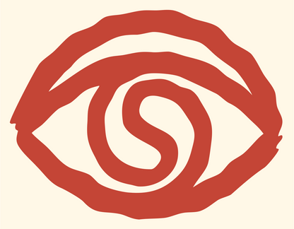 Hand-Drawn Eye Spiral Logo #fff8e7/#c44536