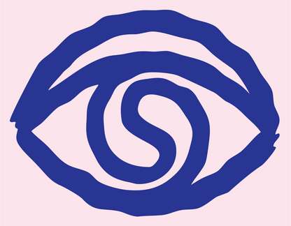 Hand-Drawn Eye Spiral Logo #fce4ec/#283593
