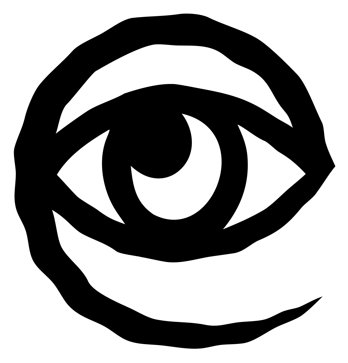 Hand-Drawn Eye Spiral Emblem #ffffff/#000000