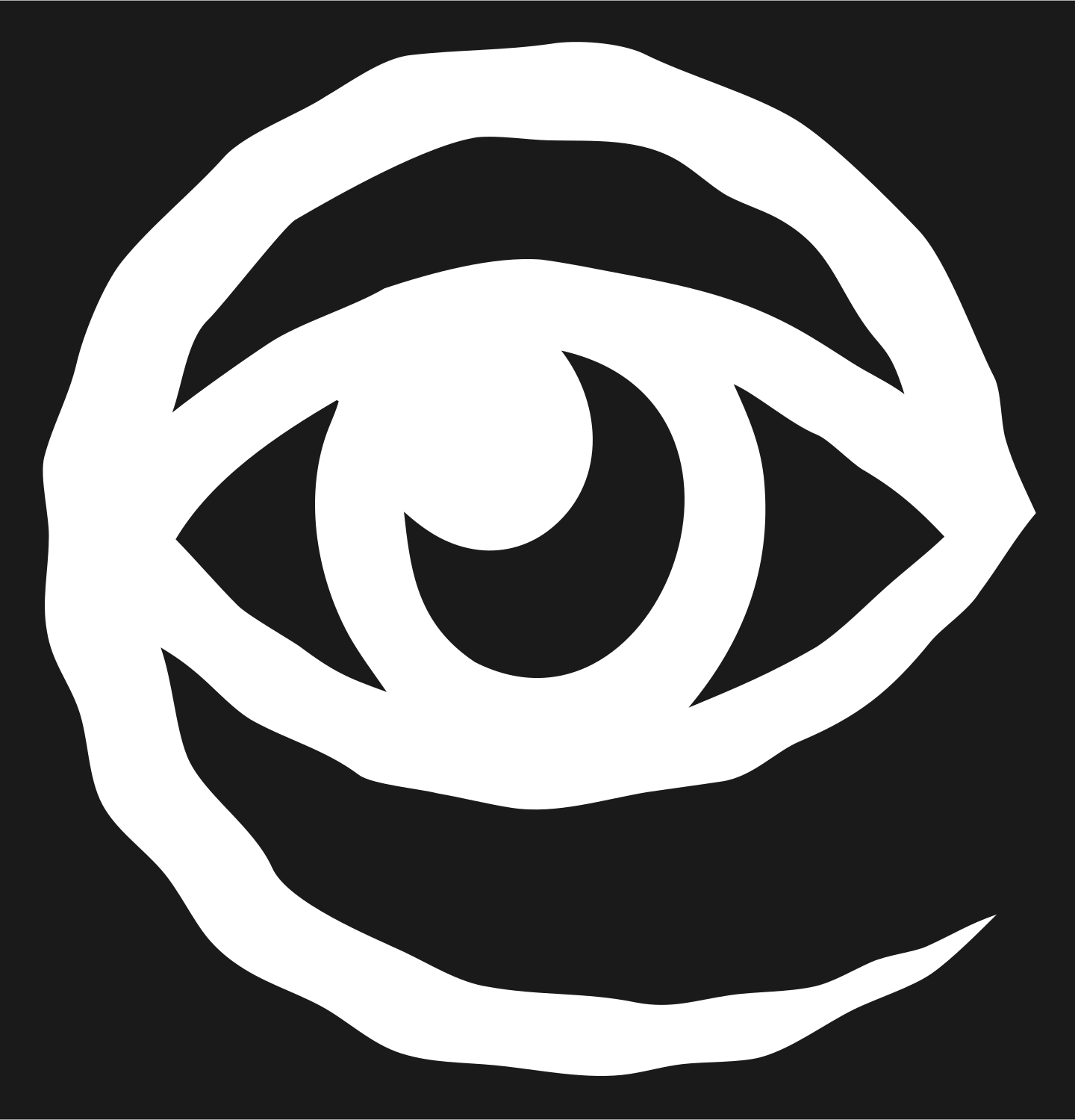 Hand-Drawn Eye Spiral Emblem #1a1a1a/#ffffff